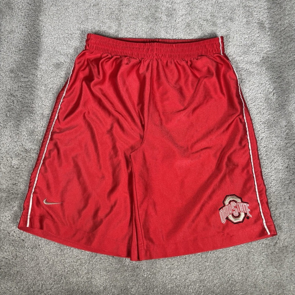 Vintage Nike Ohio State Buckeyes Shorts Youth M Red Dazzle Shiny‎ Athletic Y2K